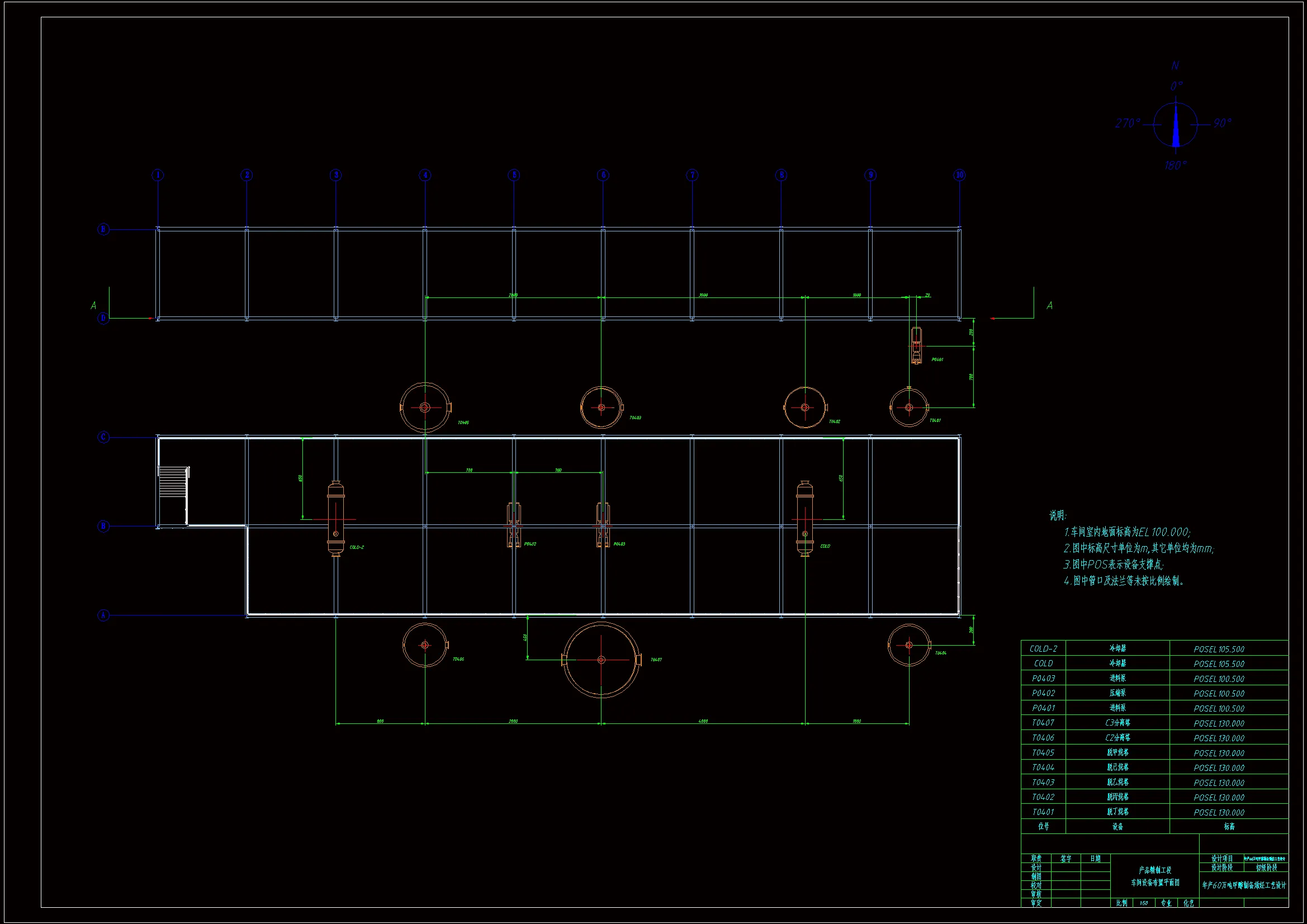 产品精制工段车间设备布置平面图