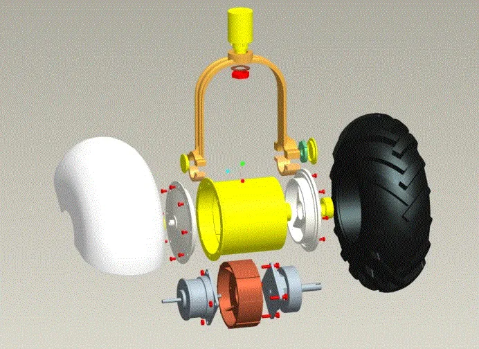移动平台后轮爆炸图