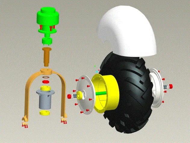 移动平台前轮爆炸图
