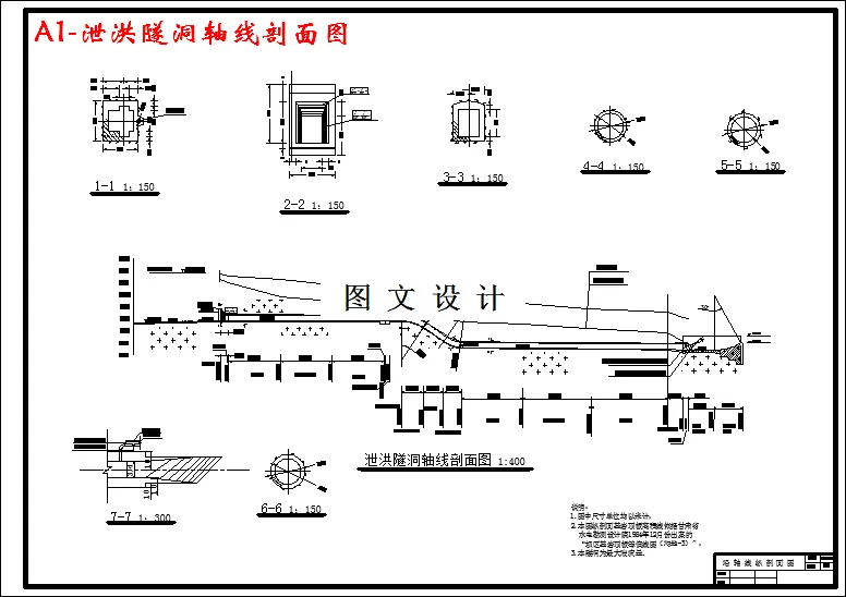 泄洪隧洞轴线剖面图