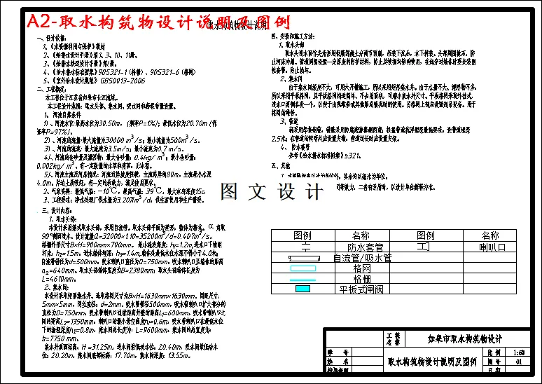 取水构筑物设计说明及图例