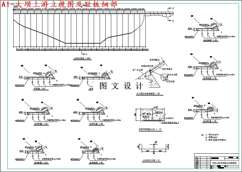 大坝上游立视图及趾板细部