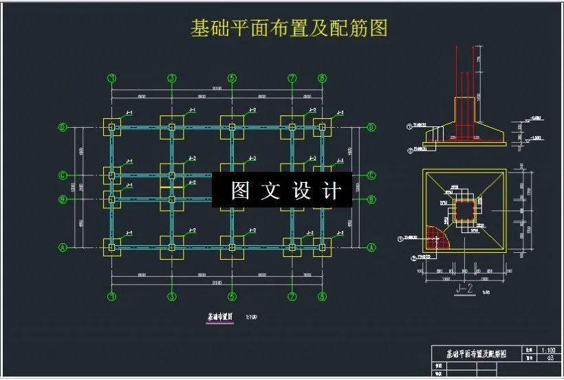 基础平面布置及配筋图