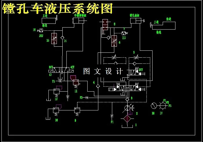 镗孔车液压系统图