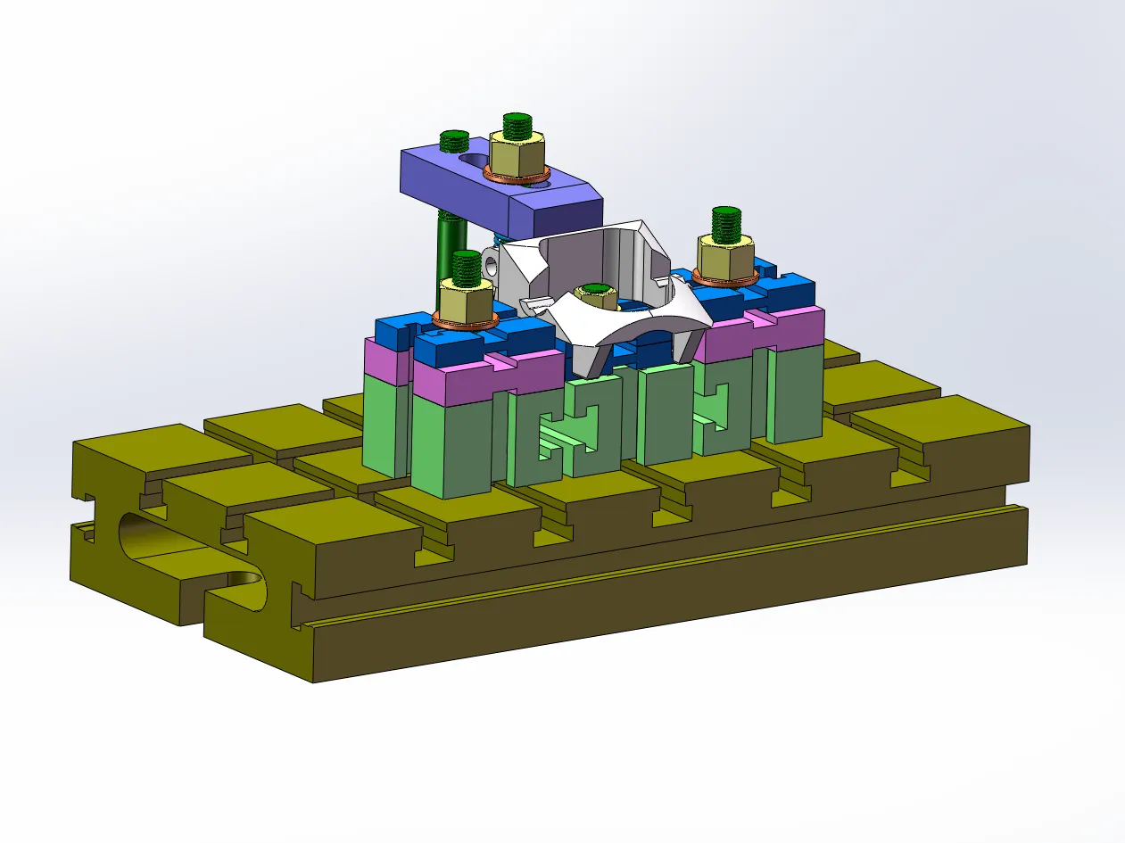 铣内孔与前端面夹具三维装配图