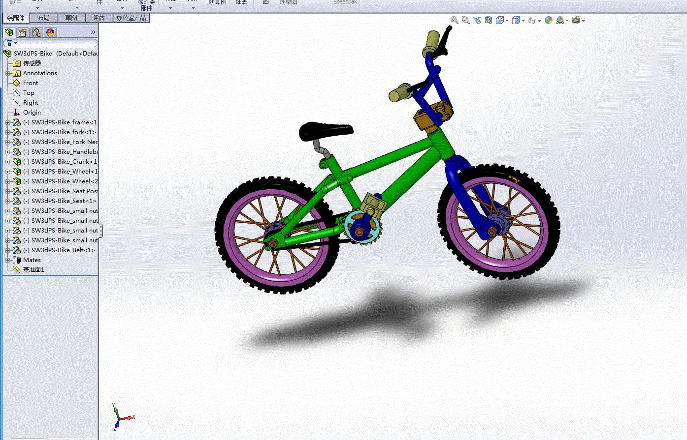 M7634-自行车建模和仿真[含SW三维图]
