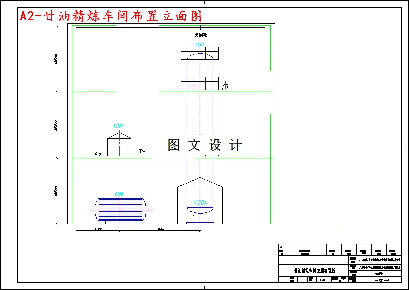 甘油精炼车间布置立面图