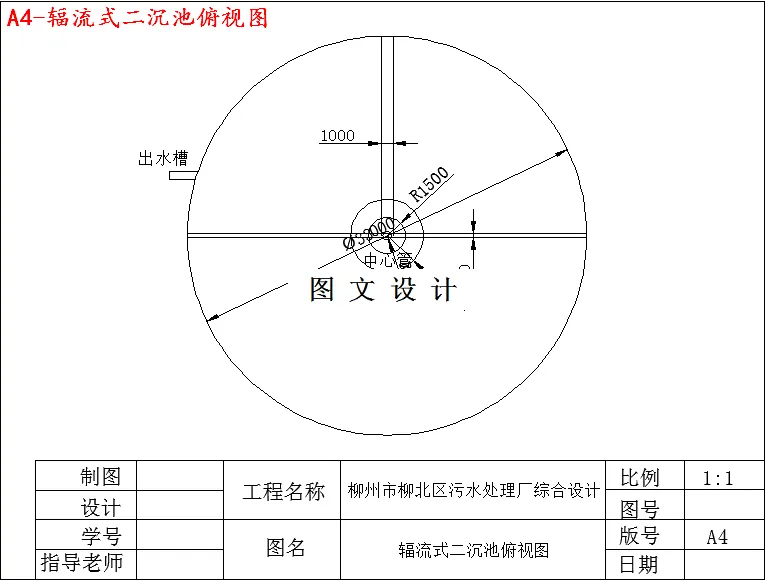 辐流式二沉池俯视图
