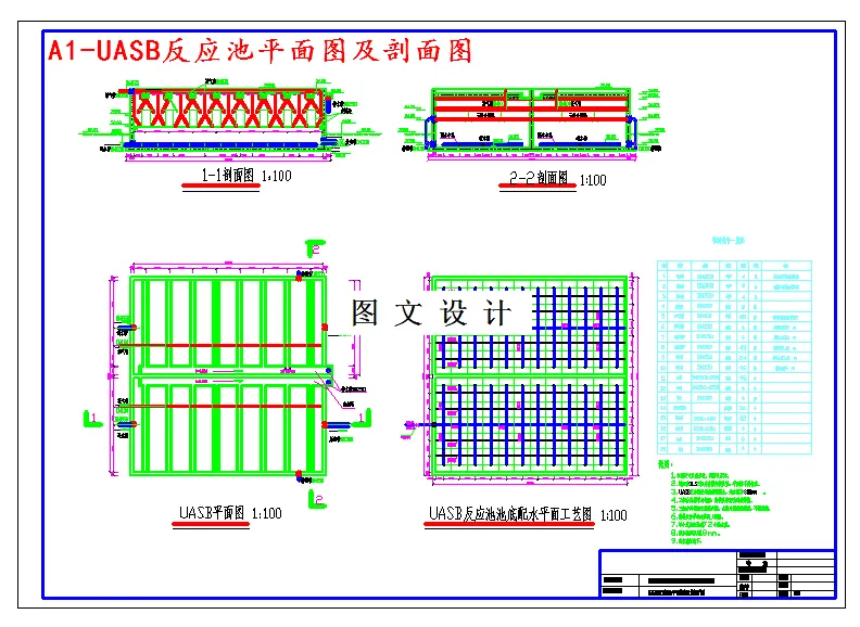 UASB反应池平面图及剖面图