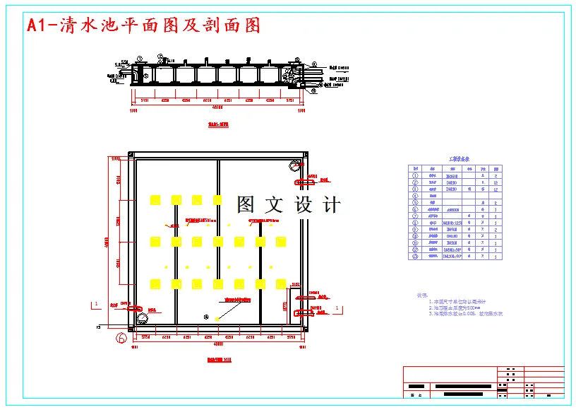 清水池平面图及剖面图