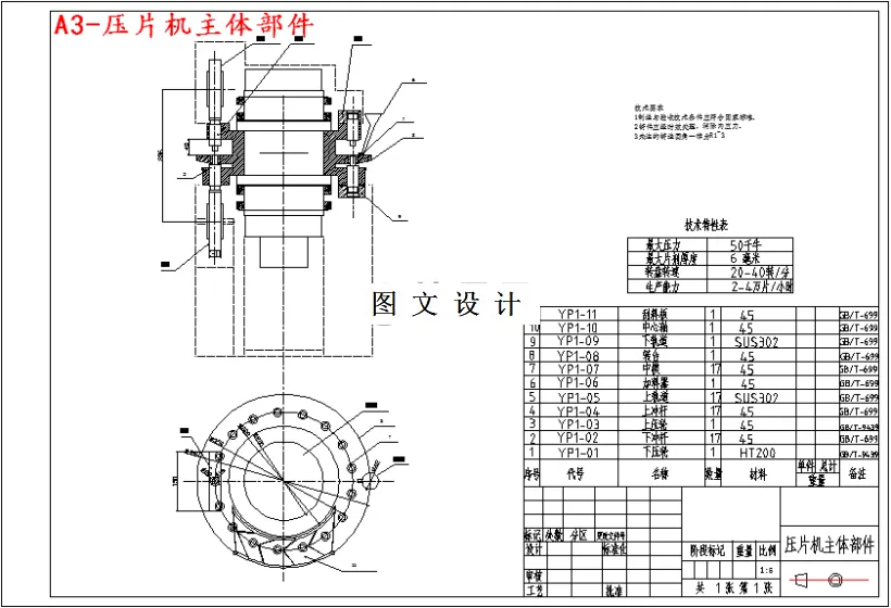 压片机主体部件