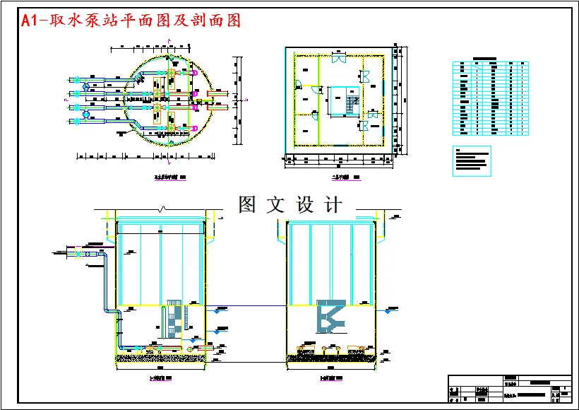 取水泵站平面图及剖面图