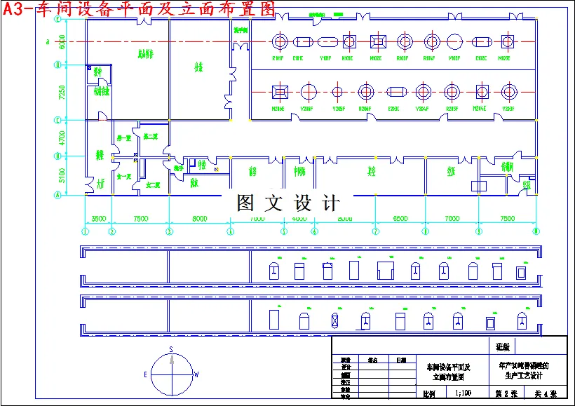 车间设备平面及立面布置图