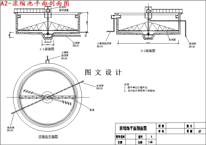 浓缩池平面剖面图