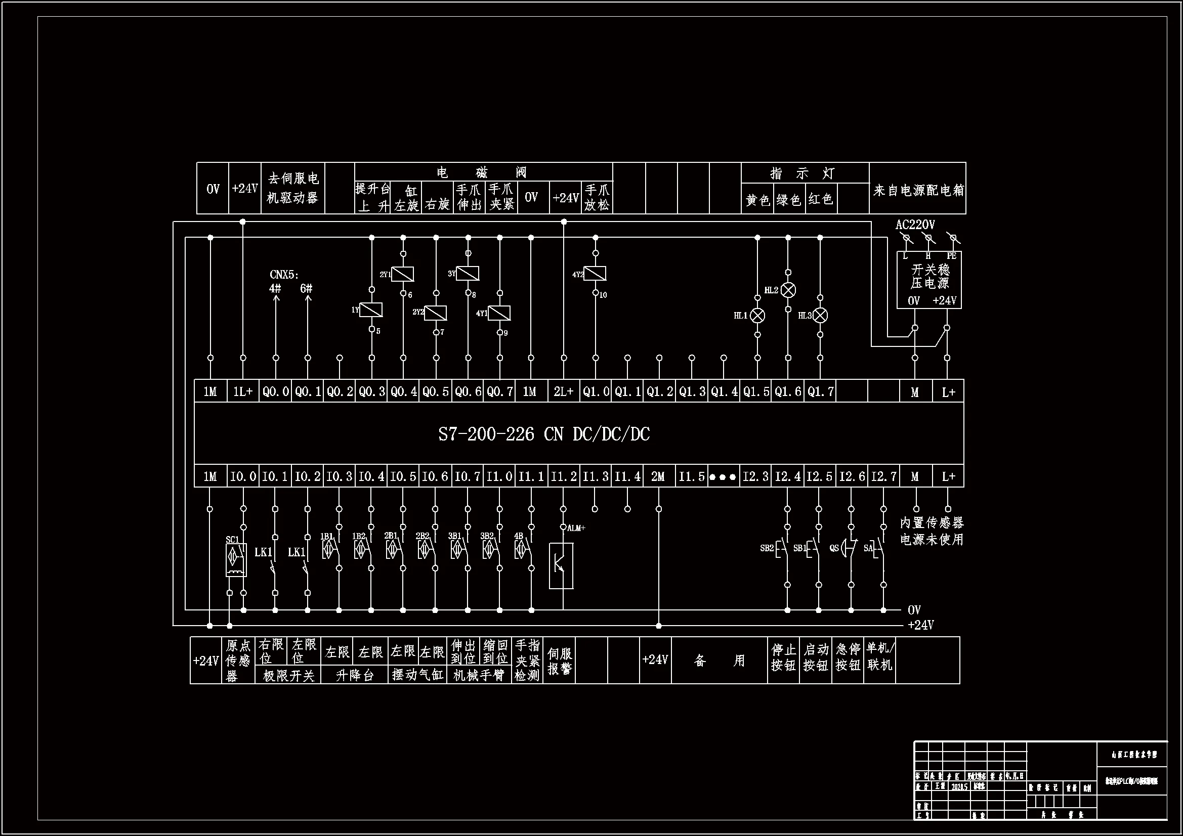 输送单元PLC的IO接线原理图