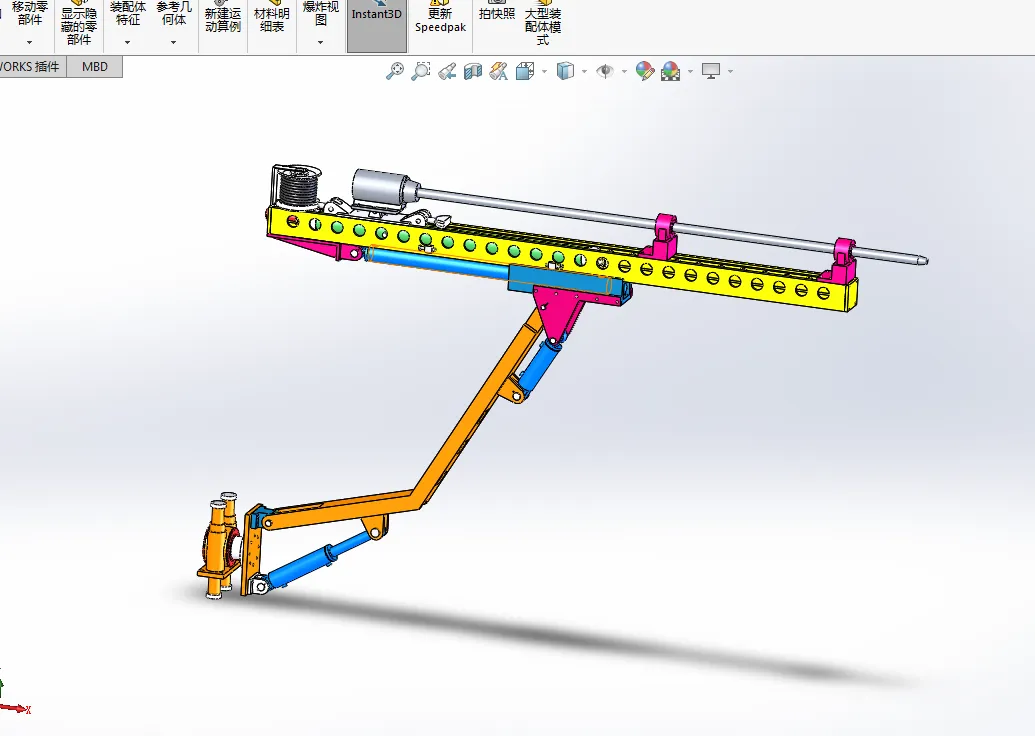 单臂凿岩台车工作机构3D图