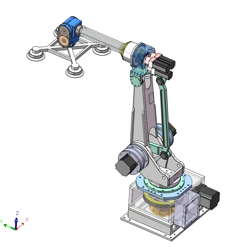 Z722-真空吸附式吸盘纸箱码垛机器人设计[含SW三维图]