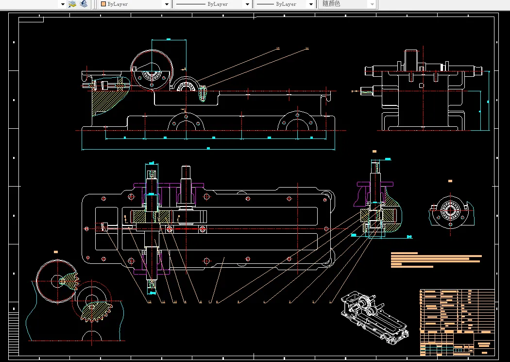 锁紧释放机构中部装配图