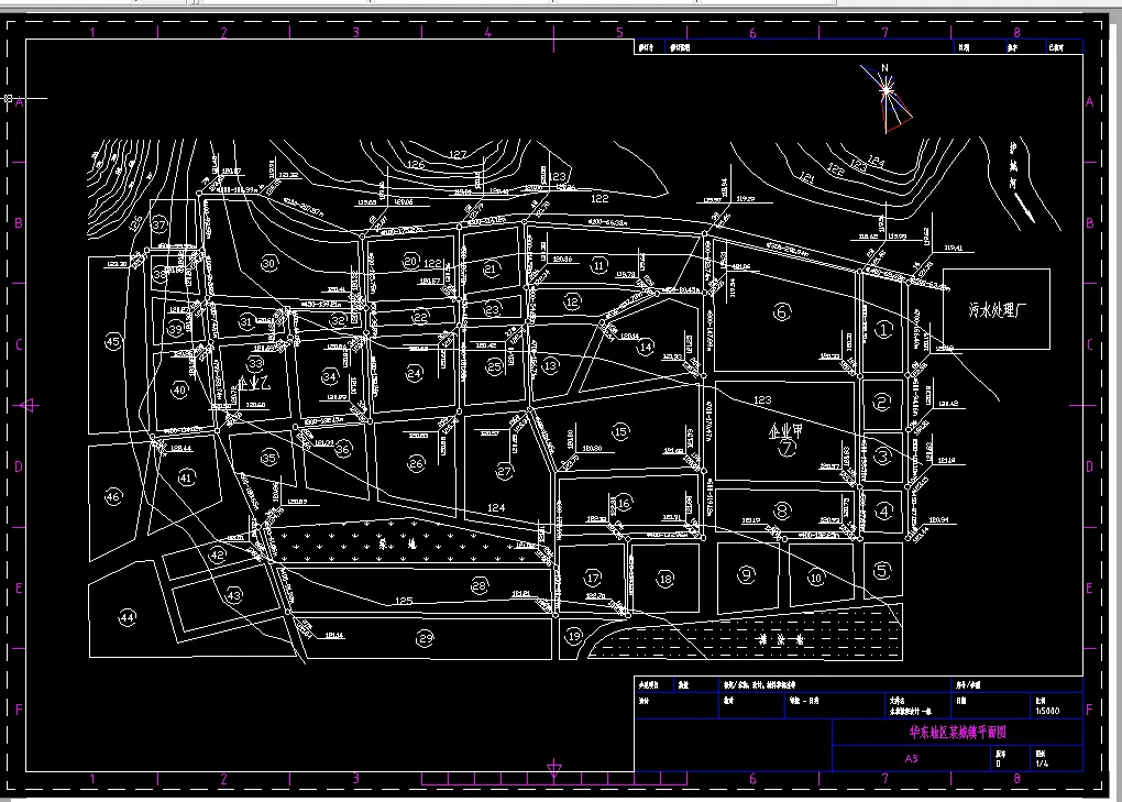 华东地区某城镇平面图