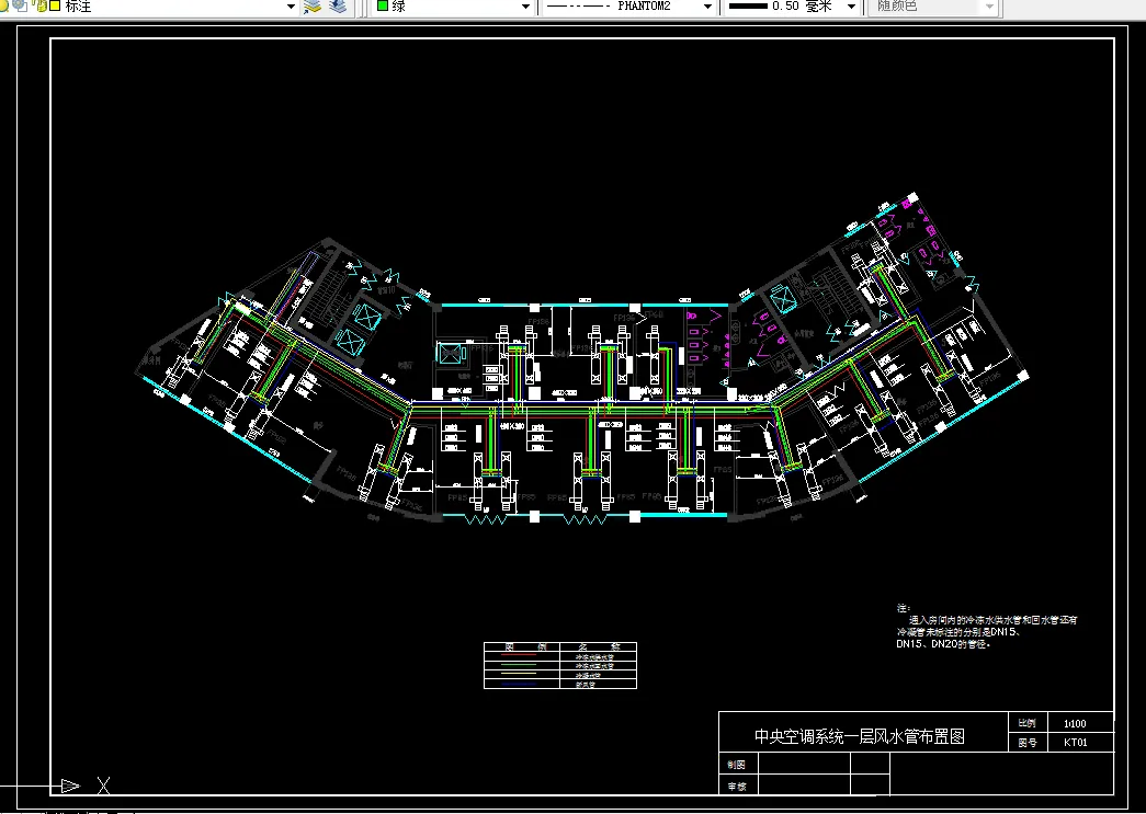 中央空调系统一层风水管布置图