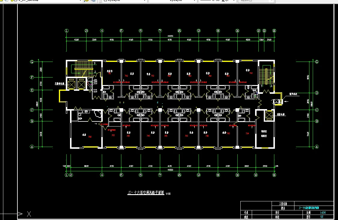 三~十六层空调风路平面图