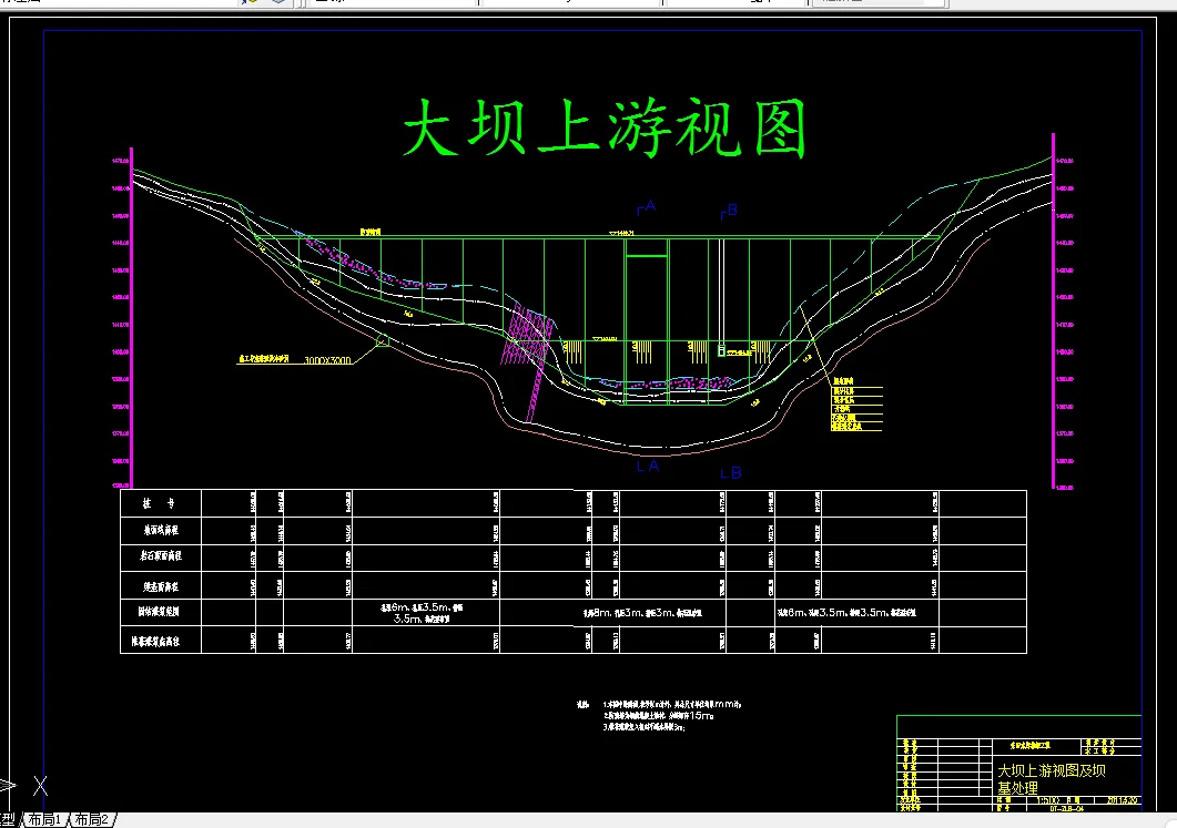 大坝上游视图及坝基处理