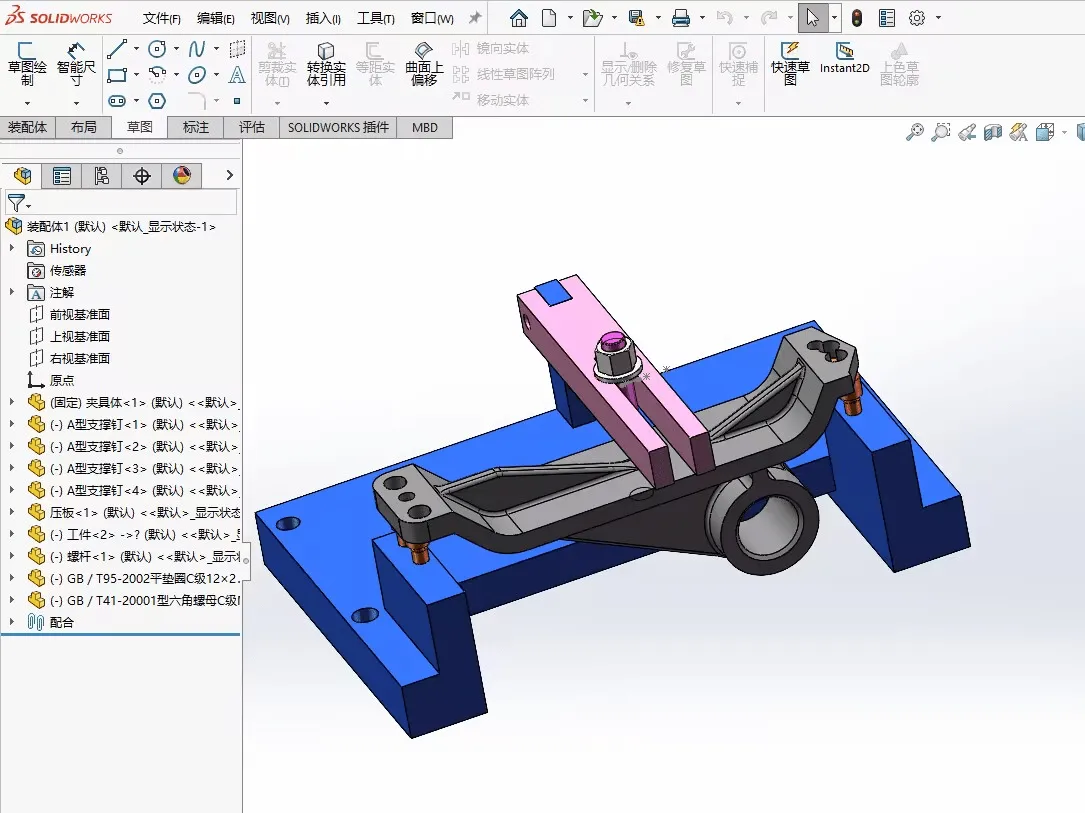 K2124-机油泵传动轴支架工艺及铣上平面夹具设计【含SW三维图】