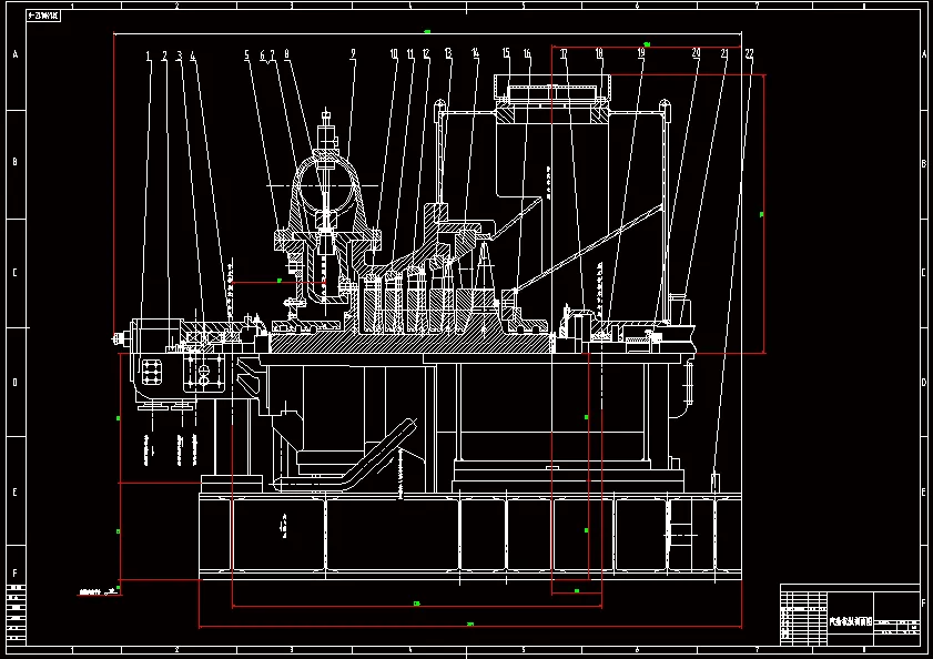 汽轮机纵剖面图
