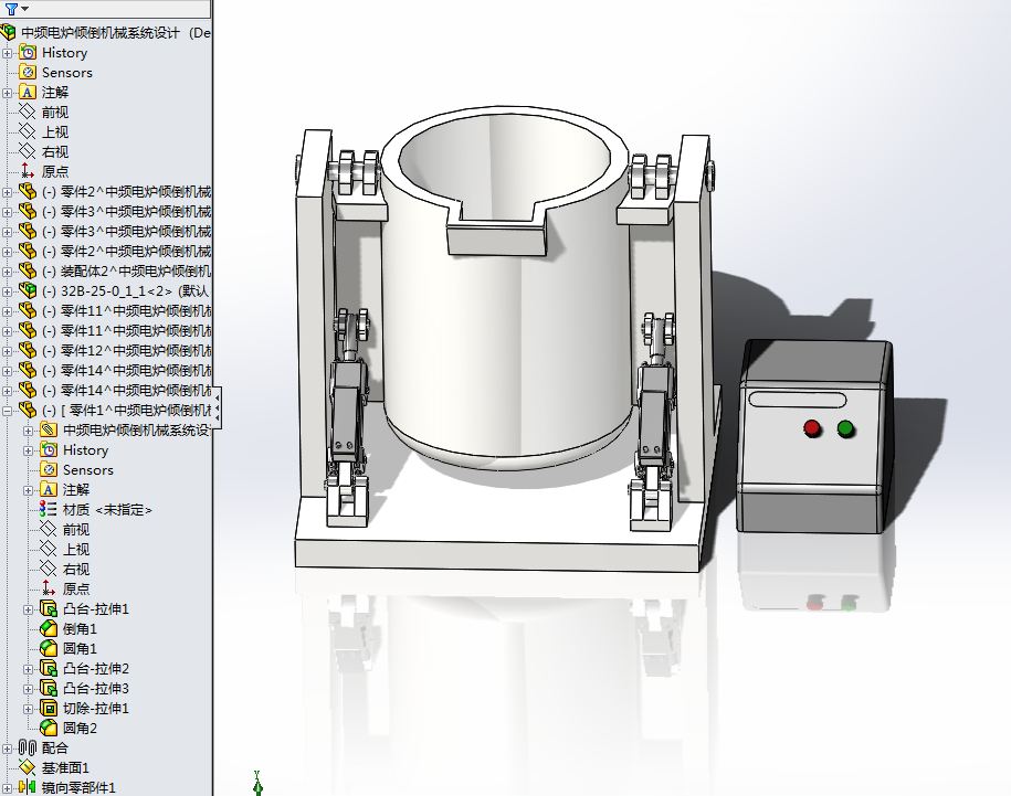 A800-中频电炉倾倒机械系统设计[含SW三维图]