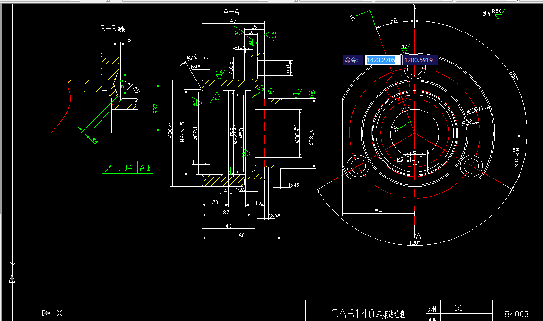 L077-CA6140车床法兰盘84003工艺及钻3-φ11孔夹具设计