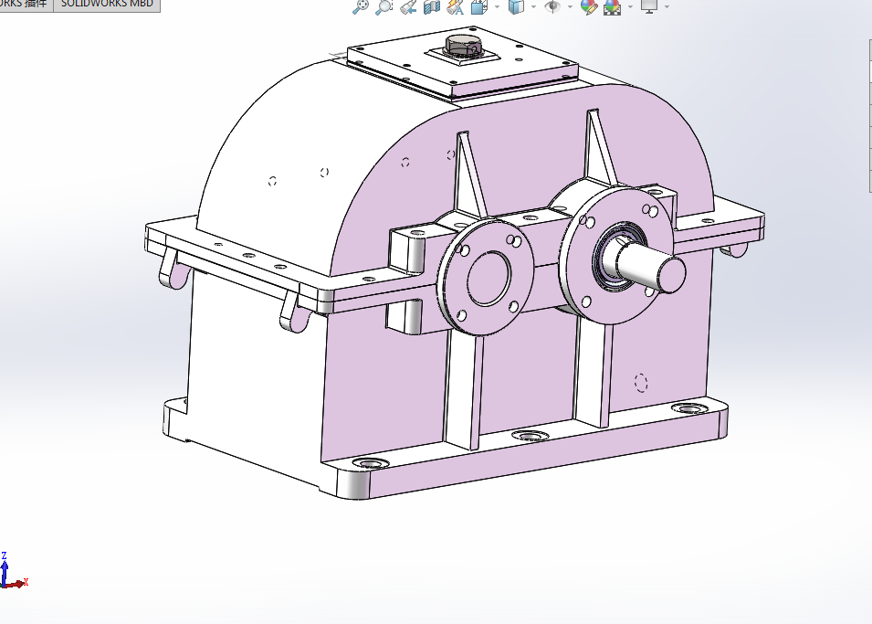 H412-同轴式二级斜齿圆柱齿轮减速器【含SW三维动画】1609N、0.62ms，D250
