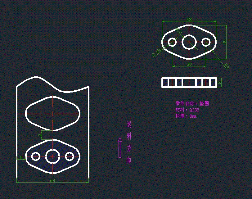 JJ6422-T8型固定块精冲模具设计-垫圈长48【含Proe三维图】