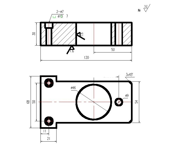 M7597-钻模板加工工艺及钻2-φ7孔锪φ10沉孔夹具设计